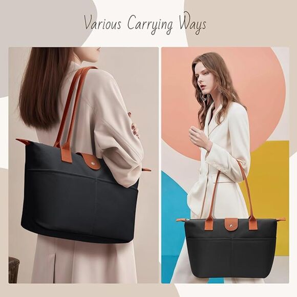 Women Black Brown Imported Casual Nylon Waterproof Lightweight Hobo Handbag - Picture 2 of 4